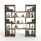 Bibliotecă de Colț Multifuncțională, 163x150x22 cm - Stejar negru
