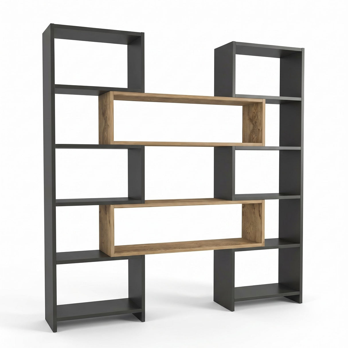 Bibliotecă de Colț Multifuncțională, 163x150x22 cm - Stejar negru