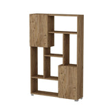 Biblioteca De Wills 2 Usi cu 6 Rafturi, Gri - Stejar, 90x141x24 cm - Stejar