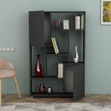 Biblioteca De Wills 2 Usi cu 6 Rafturi, Gri - Stejar, 90x141x24 cm - Gri