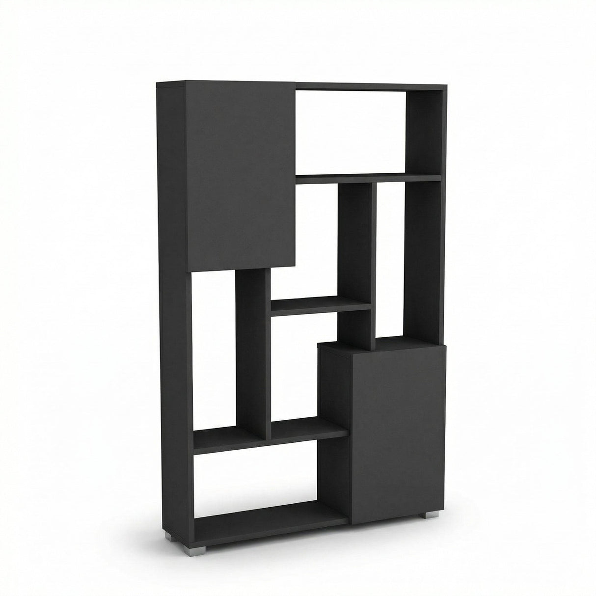 Biblioteca De Wills 2 Usi cu 6 Rafturi, Gri - Stejar, 90x141x24 cm - Gri