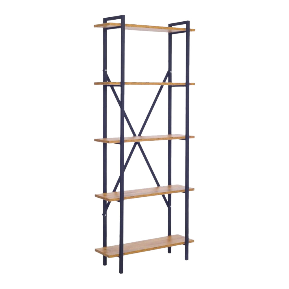 Bibliotecă Derena, Stejar - Negru, 60x29x160 cm