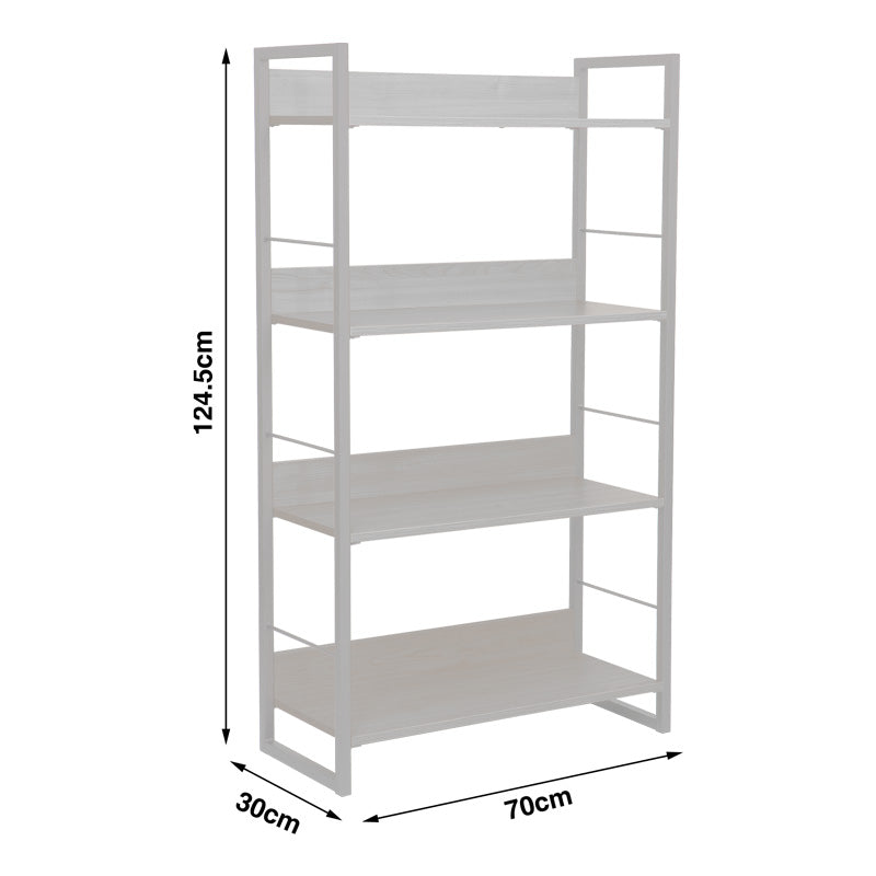 Biblioteca Dorfie, metal si PAL, 70x30x124 cm - Natur-Alb