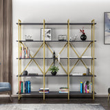 Biblioteca Dunston Lux cu 5 Rafturi, 180x34x180 cm - Antracit auriu