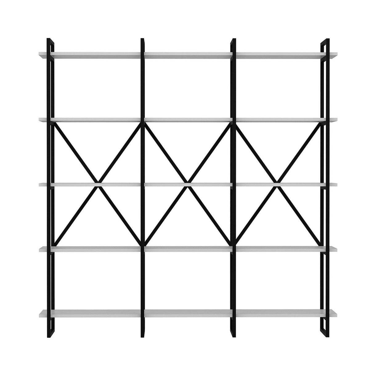 Biblioteca Dunston Lux cu 5 Rafturi, 180x34x180 cm - Alb negru