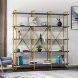 Biblioteca Dunston Lux cu 5 Rafturi, 180x34x180 cm - Antracit auriu