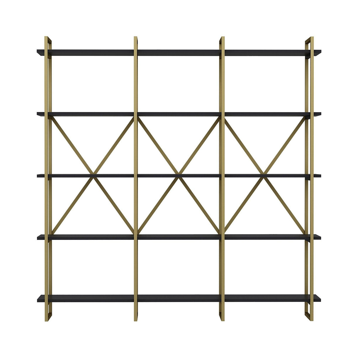 Biblioteca Dunston Lux cu 5 Rafturi, 180x34x180 cm - Antracit auriu