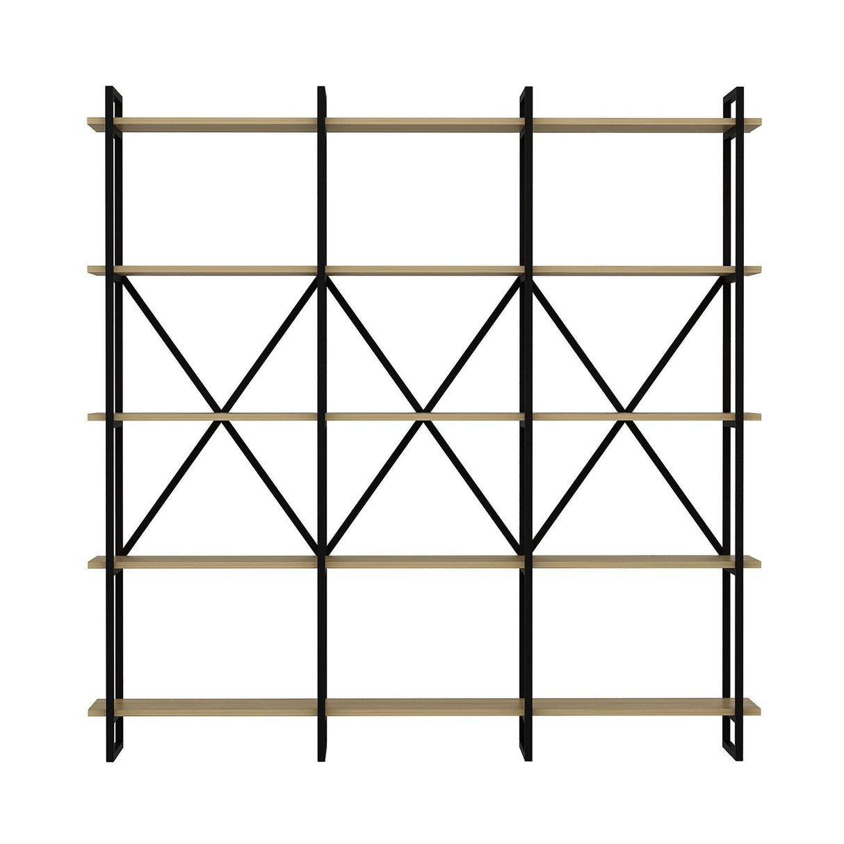 Biblioteca Dunston Lux cu 5 Rafturi, 180x34x180 cm - Stejar negru