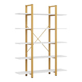 Biblioteca Esthon finisaj marmura Alb cu metal, auriu, 120x28x180 cm