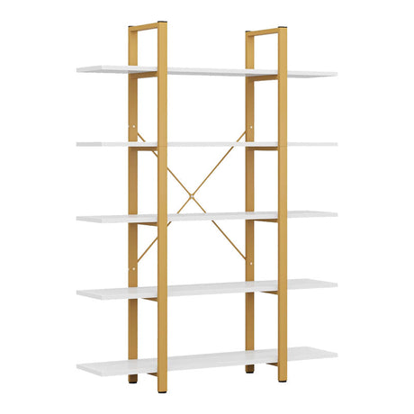 Biblioteca Esthon finisaj marmura Alb cu metal, auriu, 120x28x180 cm