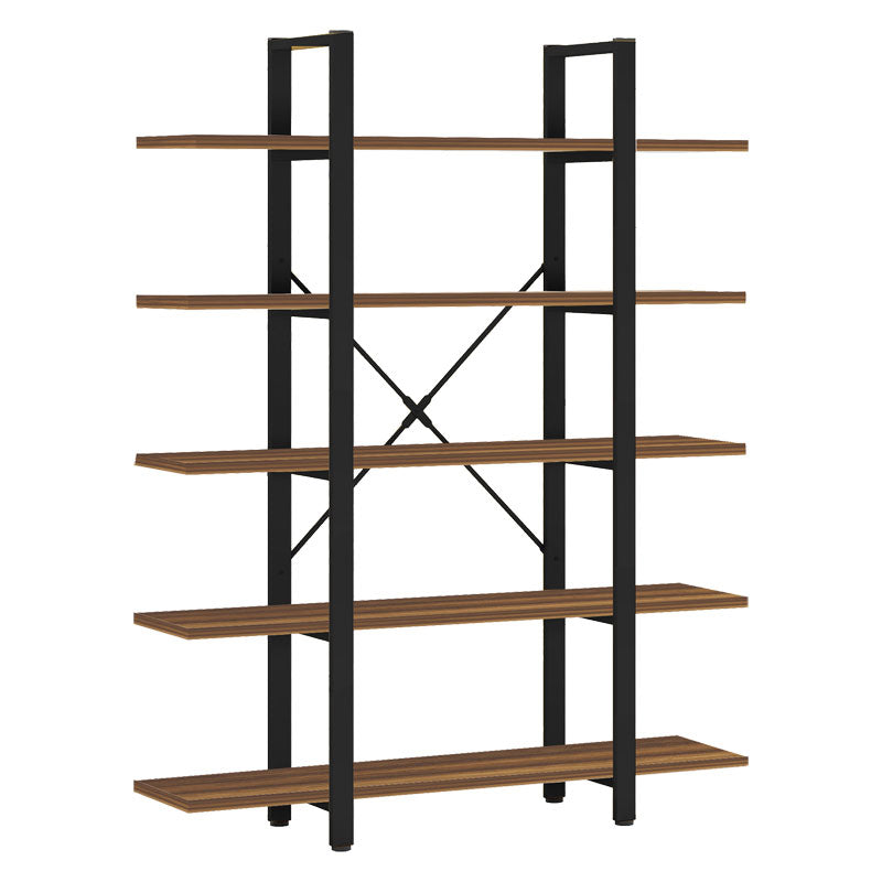 Biblioteca Esthon metalic, Alb - Nuc, 120x28x180 cm - Biblioteca Esthon metalic, Alb - Nuc, 120x28x180 cm