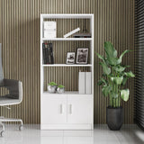 Biblioteca Farya cu 2 usi si 4 rafturi, Alb, 64x140x36 cm
