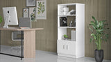 Biblioteca Farya cu 2 usi si 4 rafturi, Alb, 64x140x36 cm