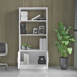 Biblioteca Farya cu 2 usi si 4 rafturi, Alb, 64x140x36 cm