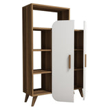 Biblioteca Form cu raft si Usa, Stil Scandinav, Maro - Alb, 90x132x32 cm - Maro