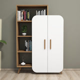Biblioteca Form cu raft si Usa, Stil Scandinav, Maro - Alb, 90x132x32 cm - Maro