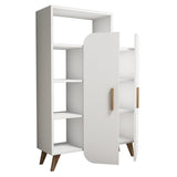 Biblioteca Form cu raft si Usa, Stil Scandinav, Maro - Alb, 90x132x32 cm - Alb