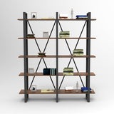 Biblioteca Glade Cadru Metal cu 5 Rafturi, Nuc, 155x180x34 cm
