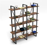 Biblioteca Glade Cadru Metal cu 5 Rafturi, Nuc, 155x180x34 cm