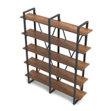 Biblioteca Glade Cadru Metal cu 5 Rafturi, Nuc, 155x180x34 cm