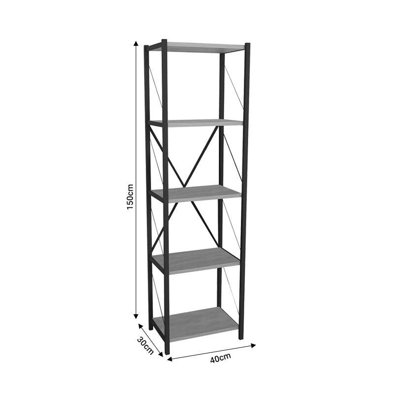 Biblioteca Glase, Antracit - Stejar, 40x30x150 cm - Antracit