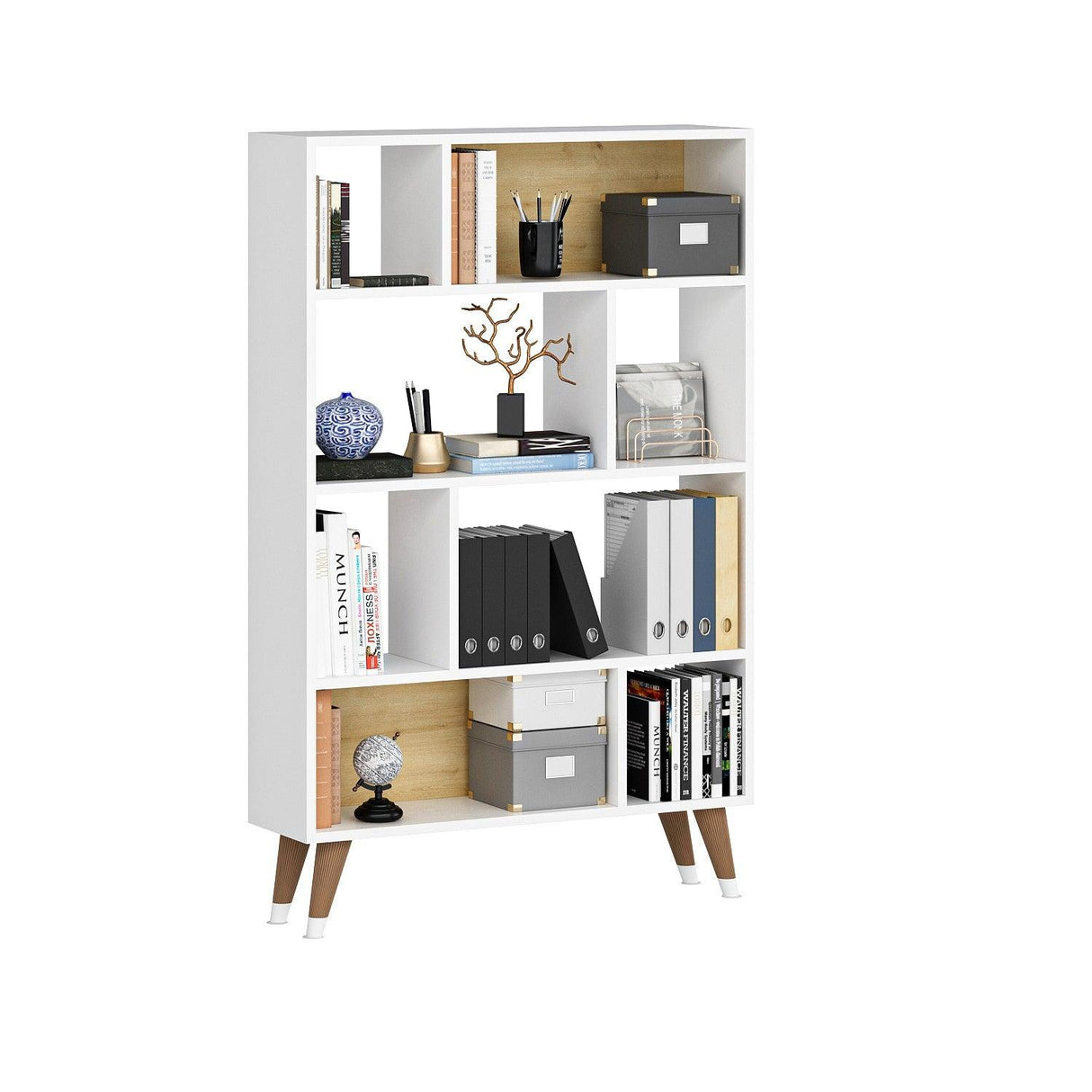 Biblioteca Harby cu Rafturi, Alb, 90x25x139 cm