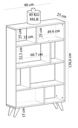 Biblioteca Harby cu Rafturi, Alb, 90x25x139 cm