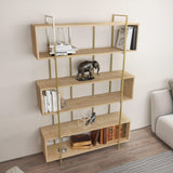 Biblioteca Hugi Lux cu 6 Rafturi, 120x180x30 cm - Bej