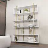 Biblioteca Hugi Lux cu 6 Rafturi, 120x180x30 cm - Auriu