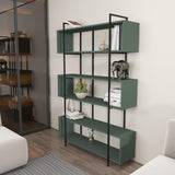 Biblioteca Hugi Lux cu 6 Rafturi, 120x180x30 cm - Verde inchis