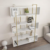 Biblioteca Hugi Lux cu 6 Rafturi, 120x180x30 cm - Auriu