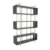 Biblioteca Hugi Lux cu 6 Rafturi, 120x180x30 cm - Gri