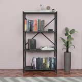 Biblioteca Jackrey stejar-metal, negru, 60x30x114 cm - Antracit