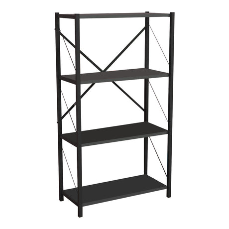 Biblioteca Jackrey stejar-metal, negru, 60x30x114 cm