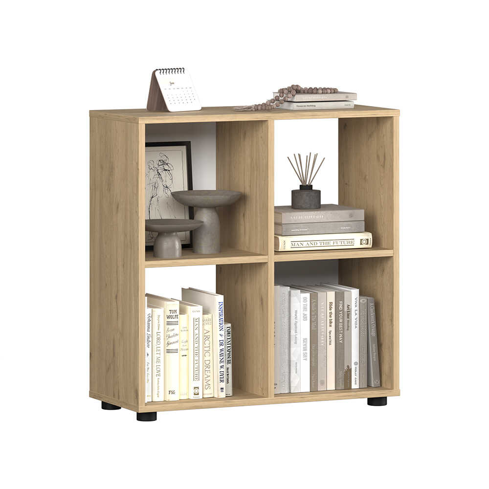 Biblioteca Joasa KTP-022-FF-1 Home Collection® Cubic, Alb - Stejar, 70x72x30 cm - Stejar | SKU: KTP-022-FF-1