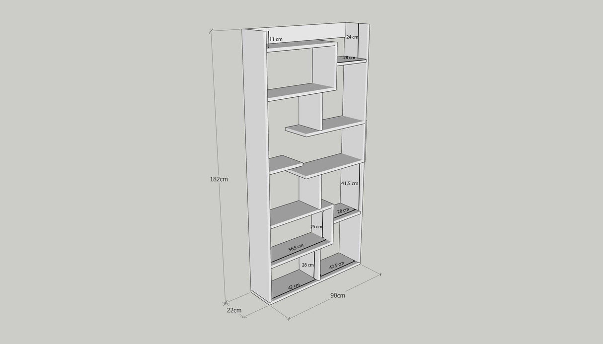 Biblioteca Kalune Design Carrie, Alb, 90x182x22 cm
