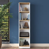 Biblioteca Mavis cu 5 Rafturi, Gri - Alb, 40x162x25 cm - Alb