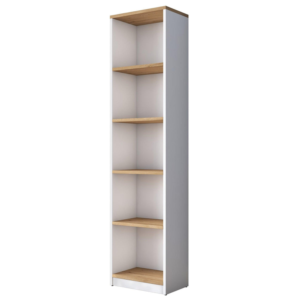 Biblioteca Mavis cu 5 Rafturi, Gri - Alb, 40x162x25 cm - Alb
