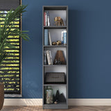 Biblioteca Mavis cu 5 Rafturi, Gri - Alb, 40x162x25 cm - Gri
