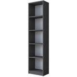 Biblioteca Mavis cu 5 Rafturi, Gri - Alb, 40x162x25 cm - Gri