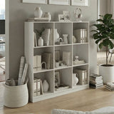 Bibliotecă modernă Gridea , stil minimalist, alb, MDF, 120x30x121 cm - Bibliotecă modernă Gridea , stil minimalist, alb, MDF, 120x30x121 cm