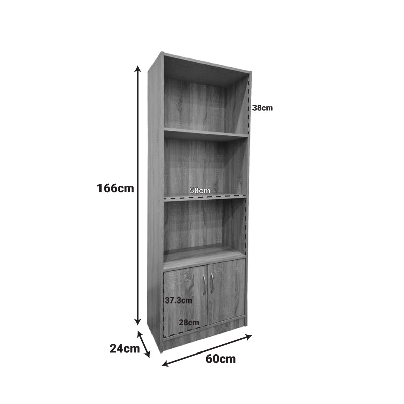 Biblioteca moderna Tekaro, Lemn, Diverse culori, 60x29x166 cm - Antracit
