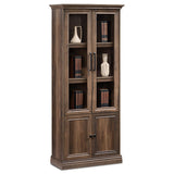 Biblioteca Mozart cu sticla, nuc, 79x38x188 cm