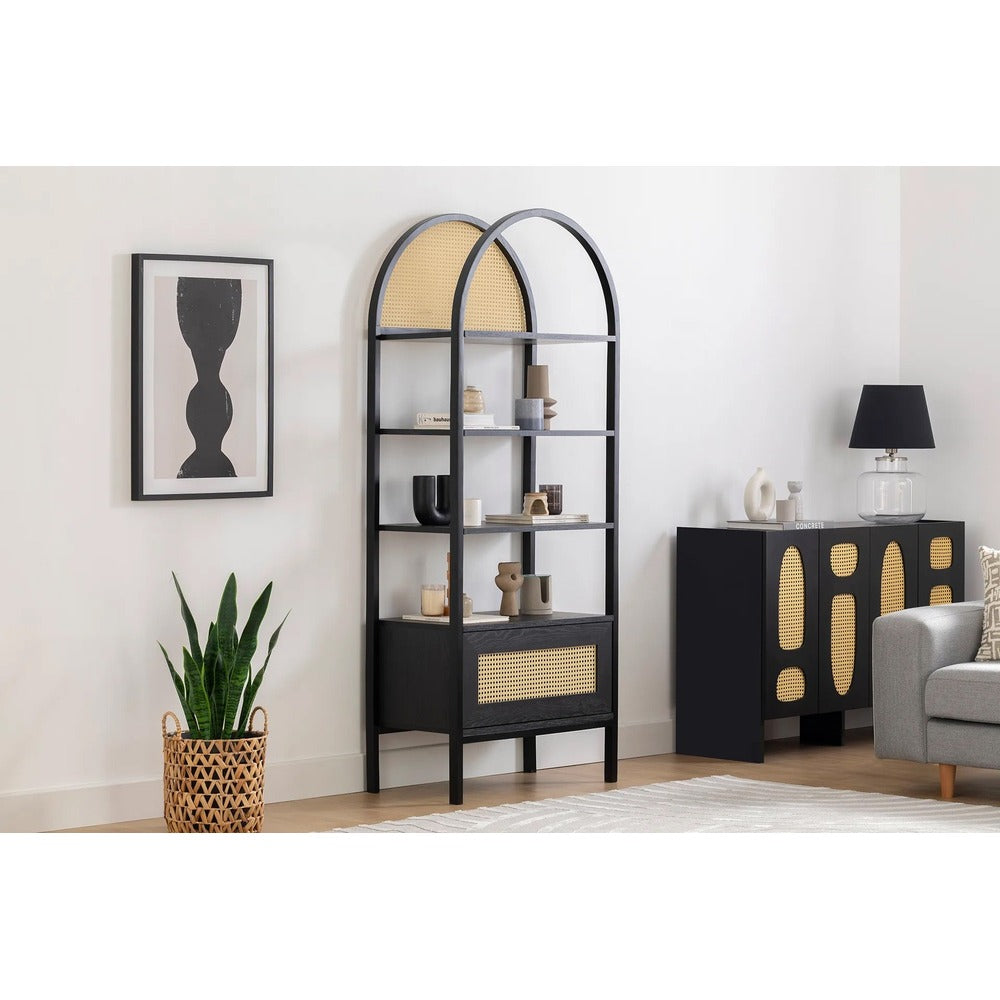 Biblioteca Nala 75 Howard, natural - negru (diverse dimensiuni) - Biblioteca Nala 75 Howard, natural - negru, 75x40x182 cm - 141HWR1153