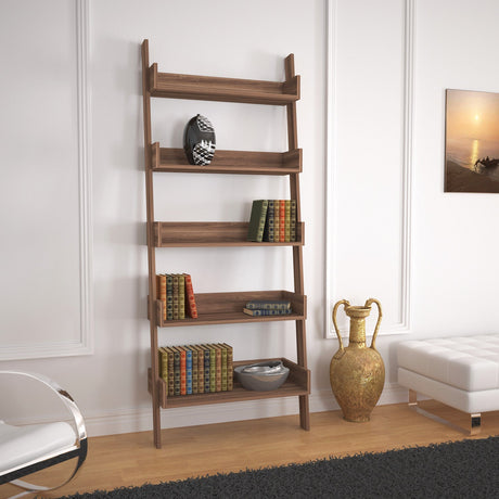 Bibliotecă Only Comforty, stejar - nuc - alb, 80x32x195 cm