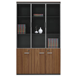 Biblioteca Oscar cu usi din sticla nuc, antracit, 120x40x200 cm