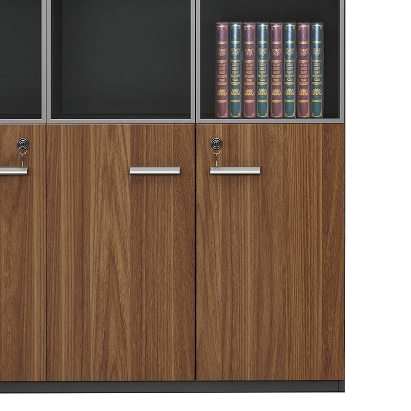 Biblioteca Oscar cu usi din sticla nuc, antracit, 120x40x200 cm