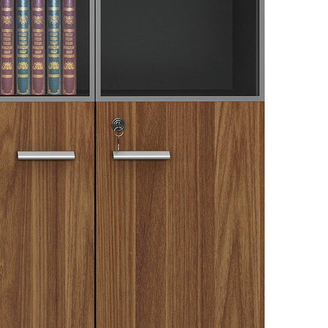 Biblioteca Oscar, nuc - antracit, 80x40x200 cm