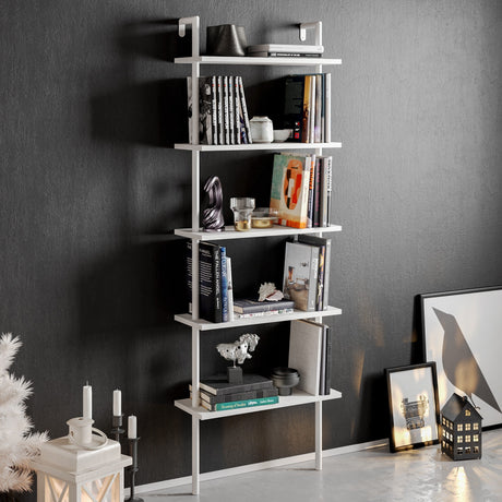 Bibliotecă Paula Hadley, negru - alb, 60x22x174 cm