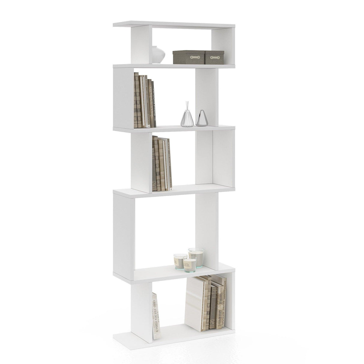 Biblioteca Piramide, Alb, 60x22x160 cm